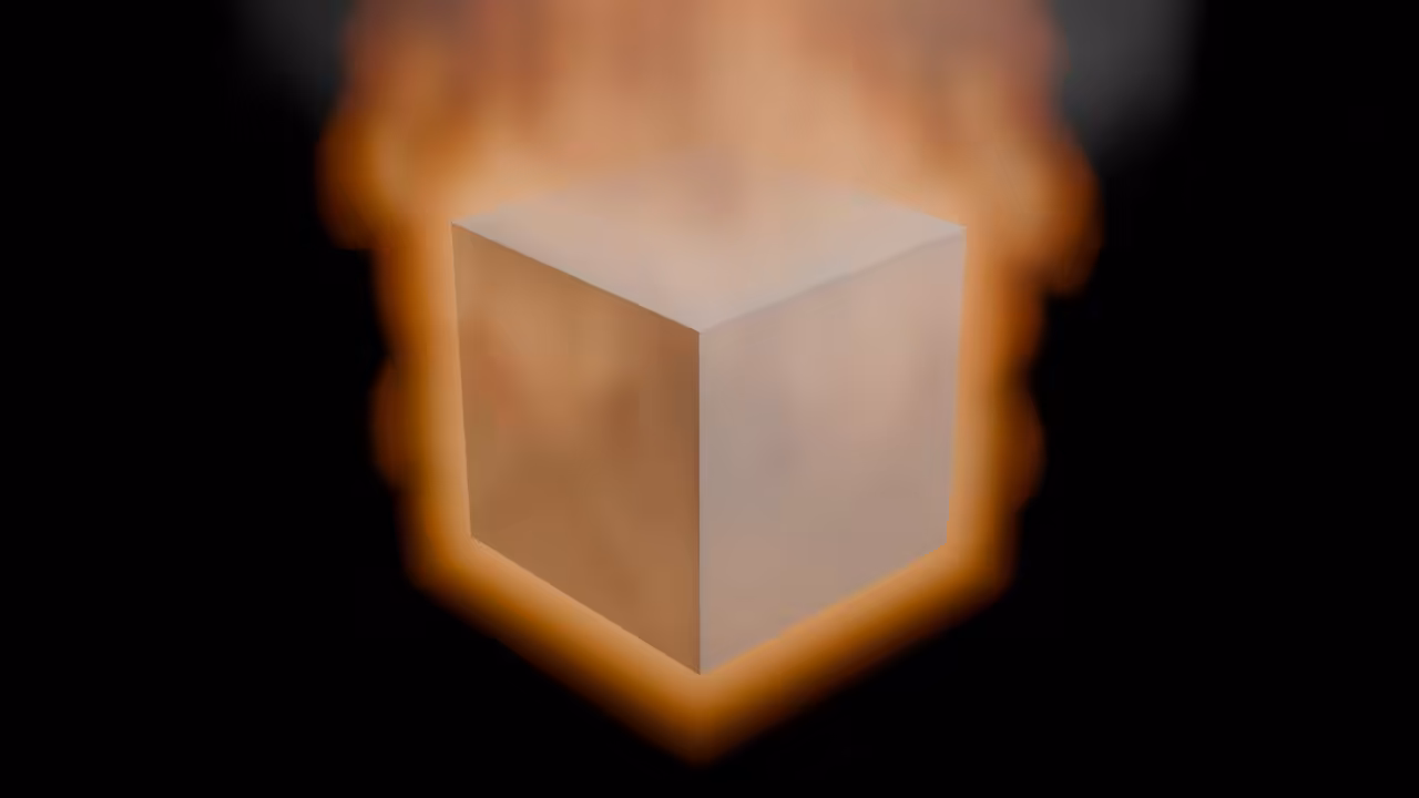 Blender Cube Fire Animation rendered image