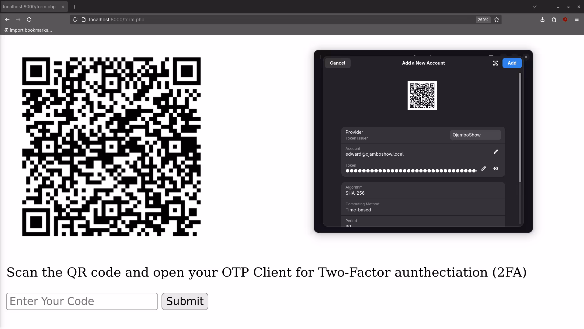Libqrencode Generated QR Code And Authenticator App Account