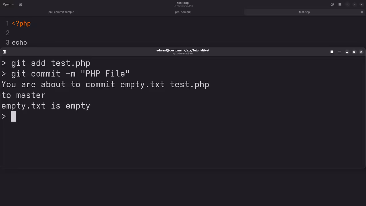 Git Pre-Commit Empty File And PHP File