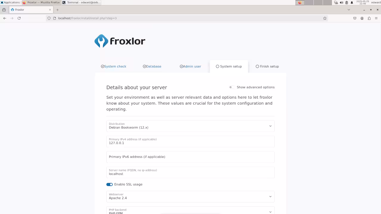 Froxlor System Setup