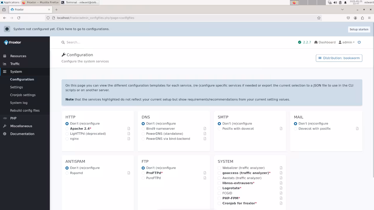 Froxlor Services Configuration