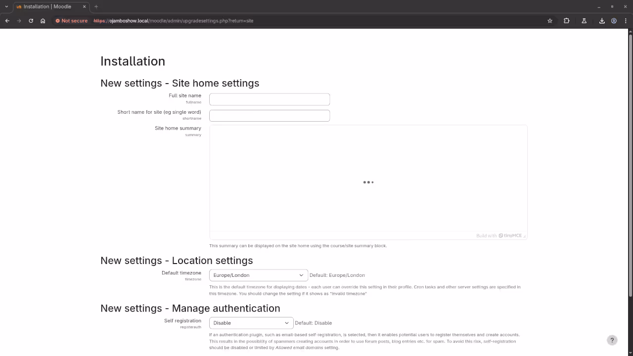 Moodle Site Configuration