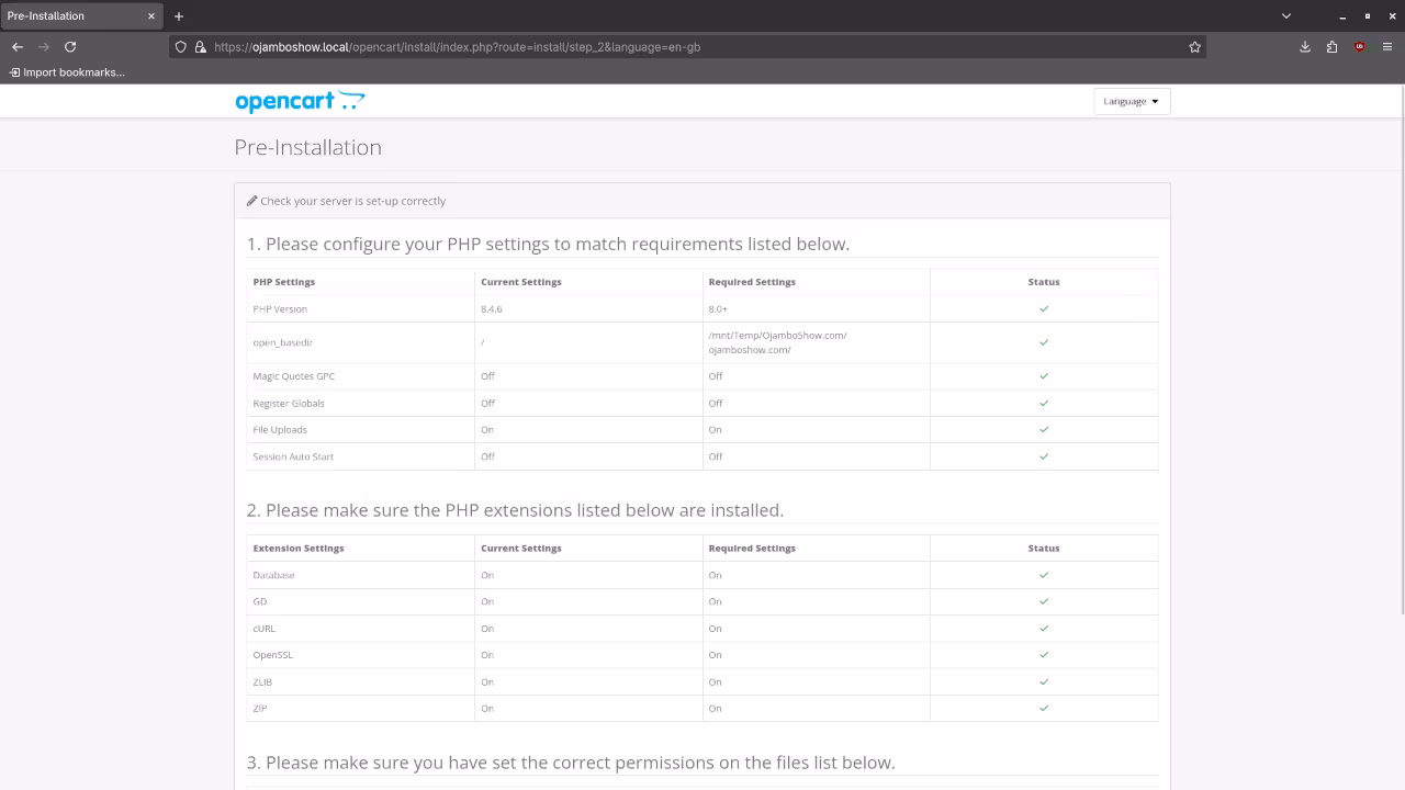 OpenCart Installation Check