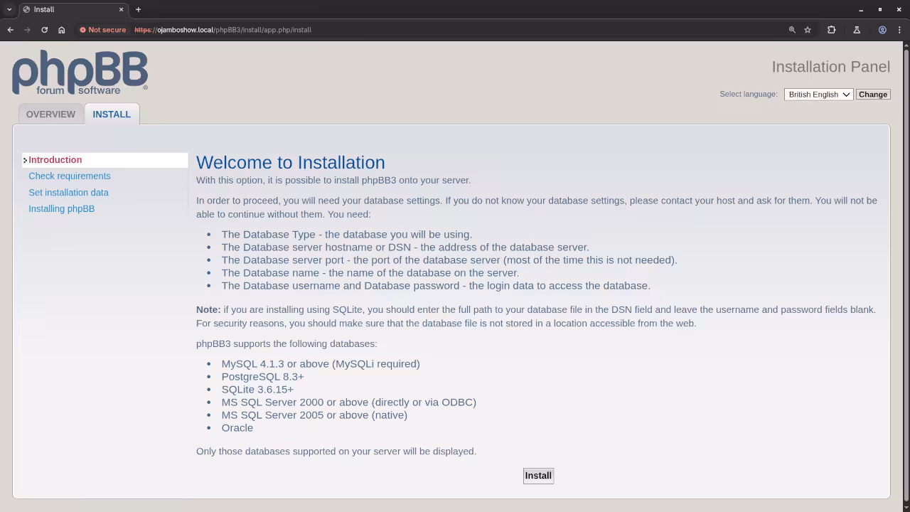 phpBB Installation Welcome