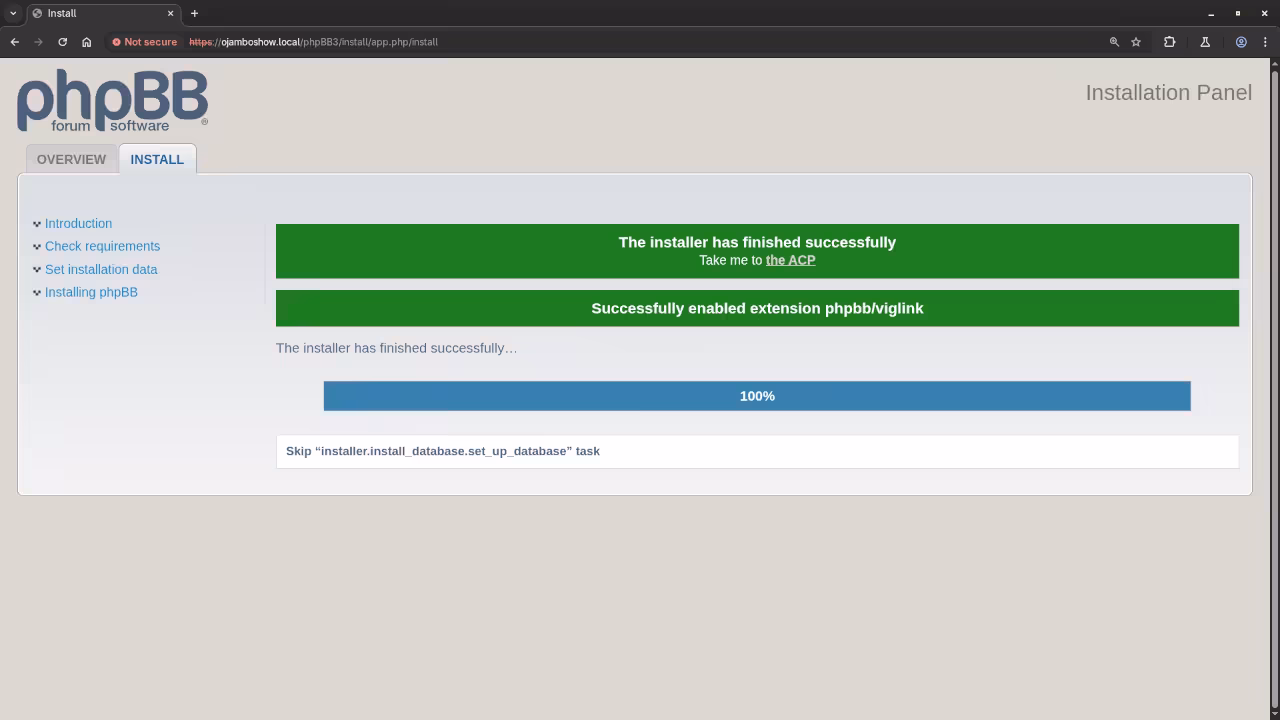 phpBB Completed Installation