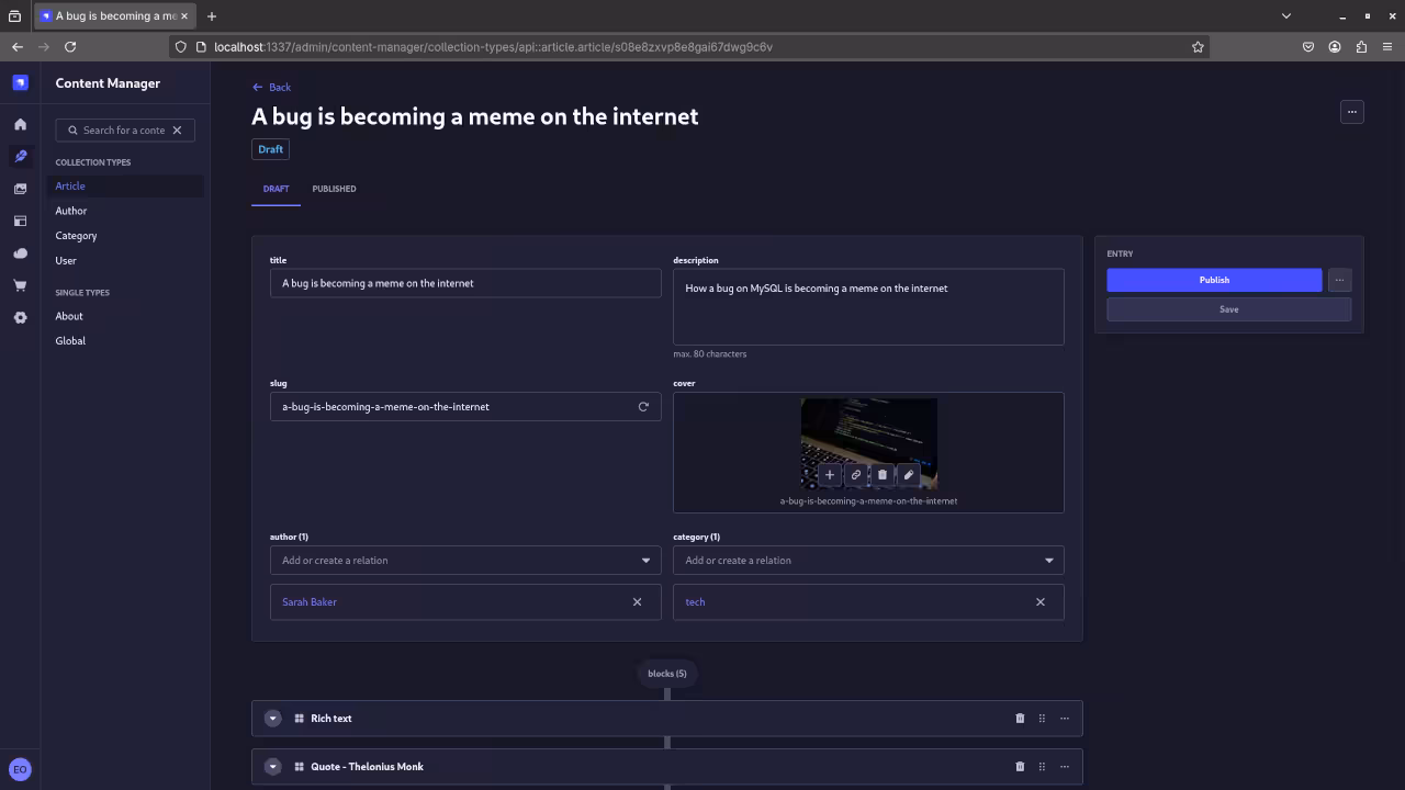 Strapi Admin Content Manager
