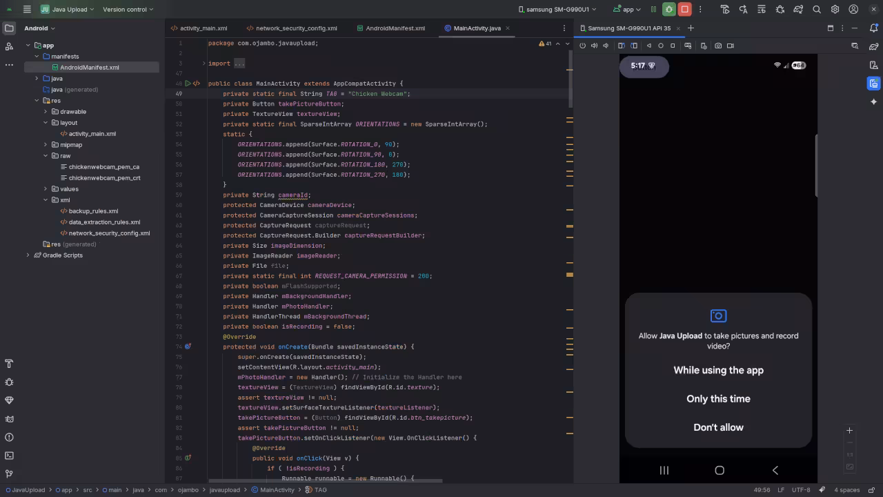 Android App Requesting Camera Permission