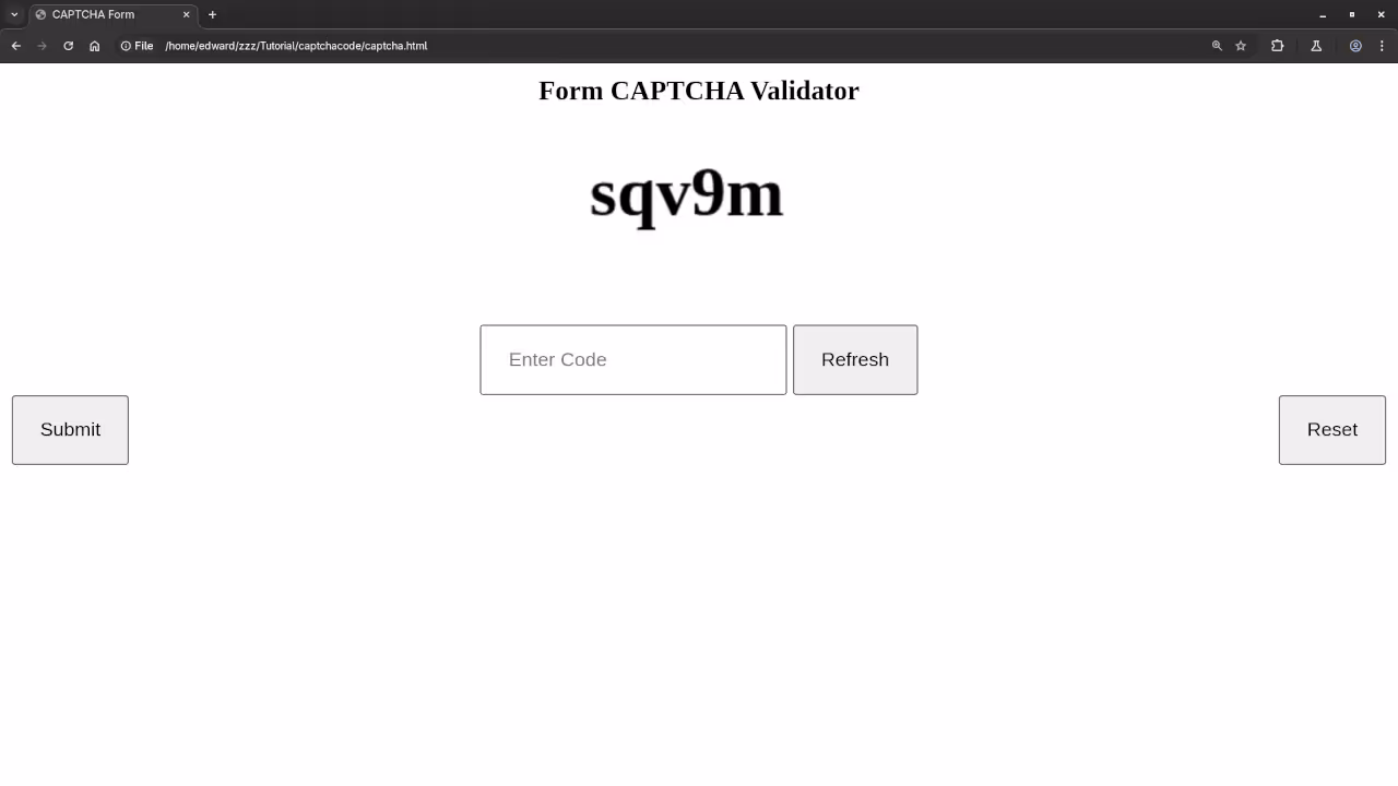 Custom JavaScript CAPTCHA Validator