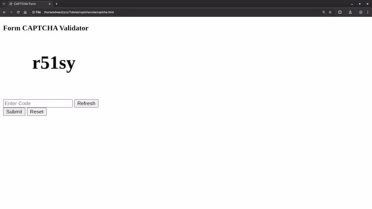Desktop Web Browser Unstyled CAPTCHA Validator