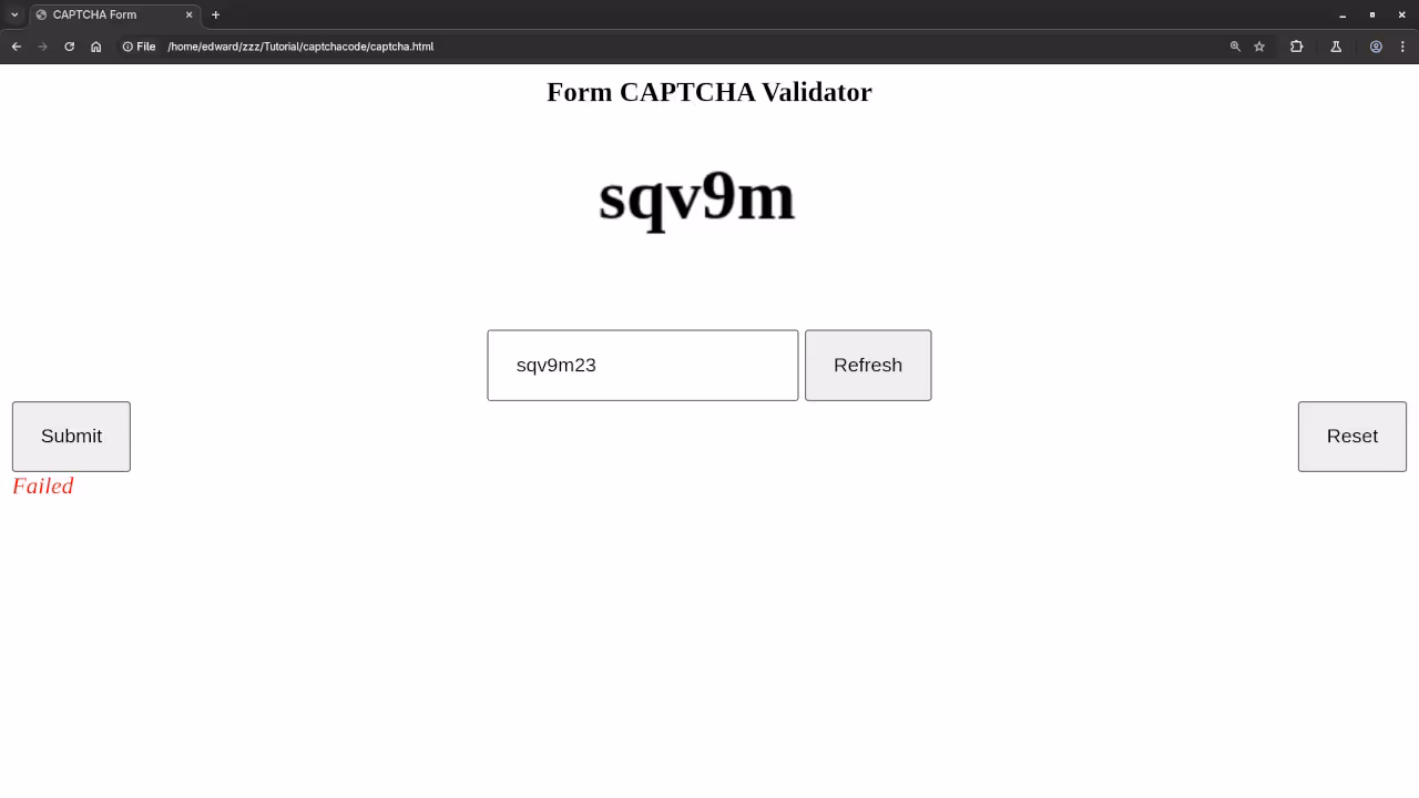 Desktop Web Browser Failed CAPTCHA Validator