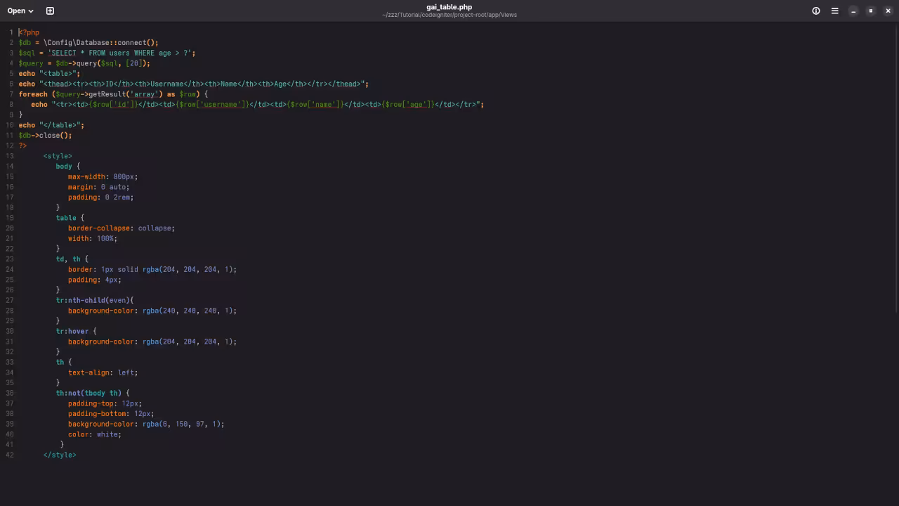 CodeIgniter View