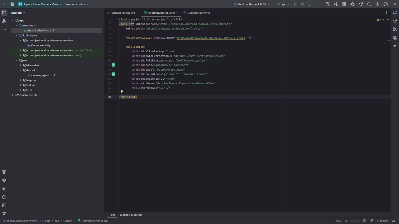 Android Studio Displaying AI Suggested Android Manifest