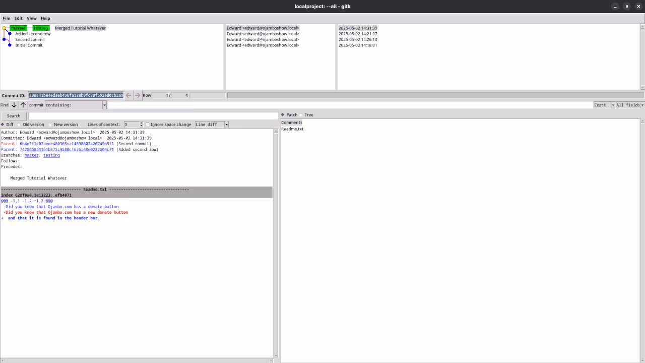 Git Gui Master Branch Commits
