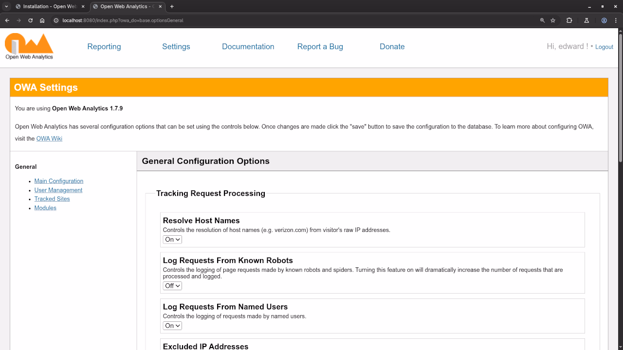 Open Web Analytics Options