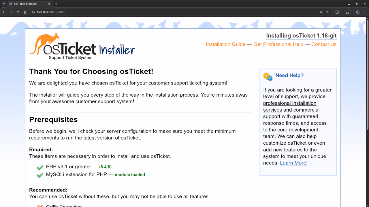 osTicket Installer