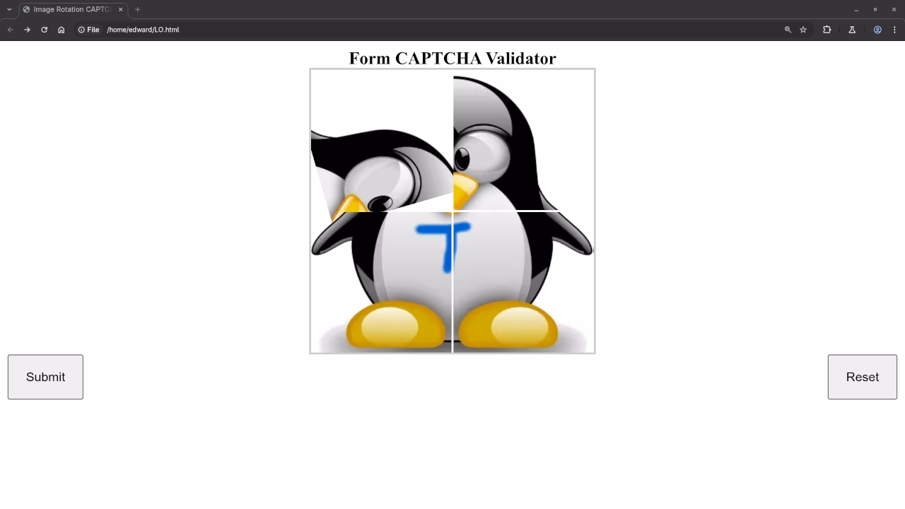 Rotated Image CAPTCHA Split Tux