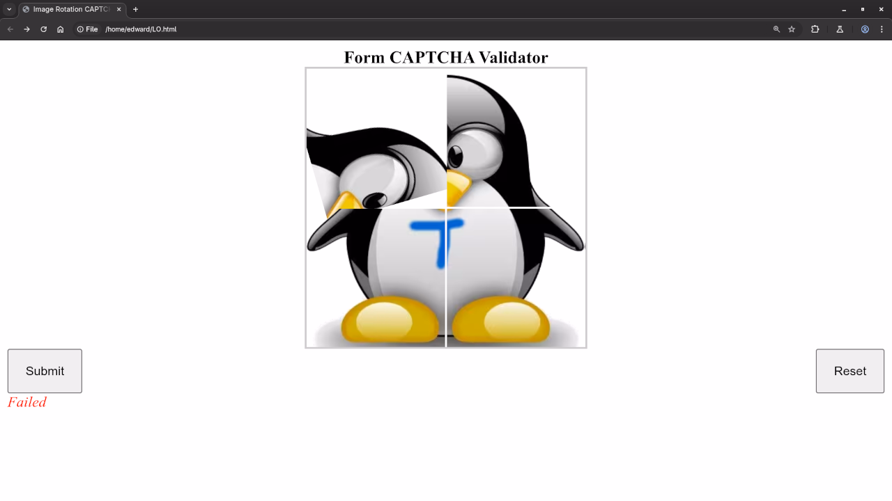 Image Rotation CAPTCHA Fail