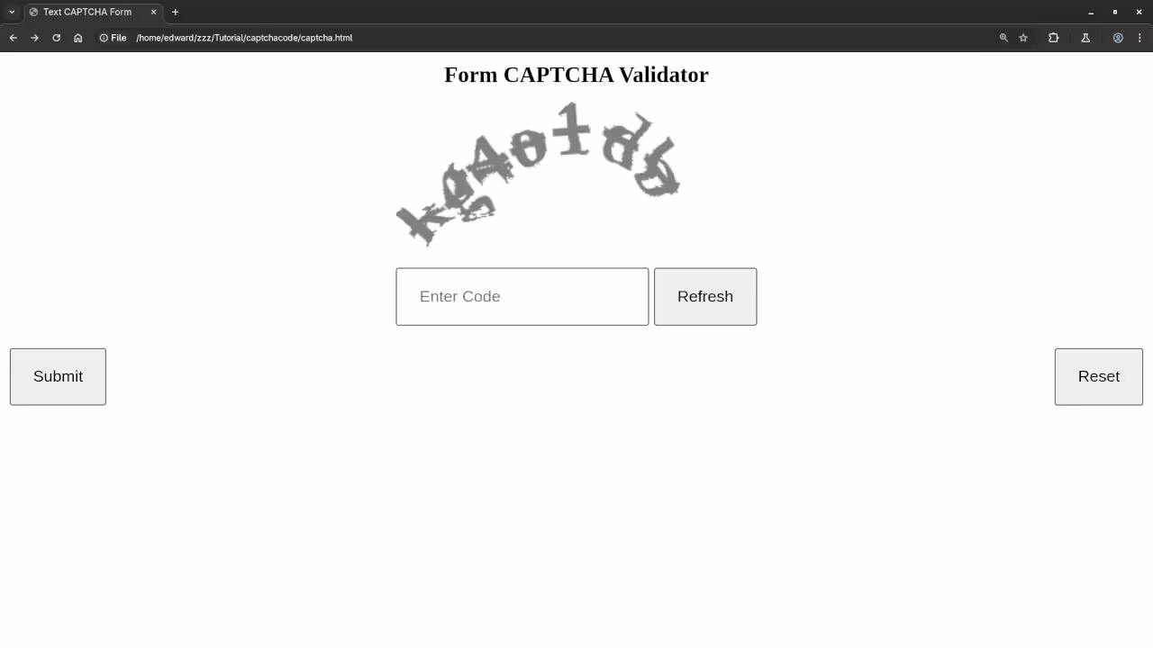 JavaScript Distorted Text Captcha