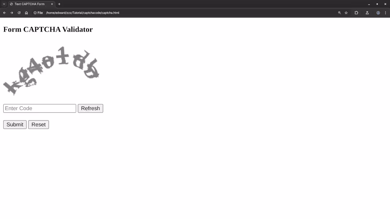 Desktop Web Browser Unstyled Text CAPTCHA