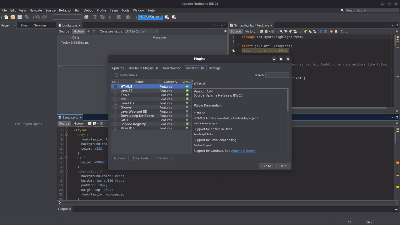 Netbeans 26 Plugins View