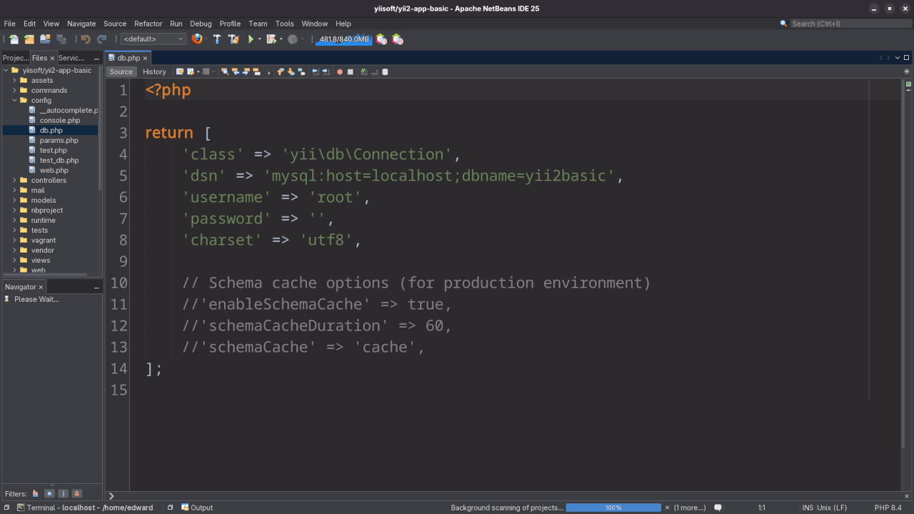 Yii2 Database Configuration