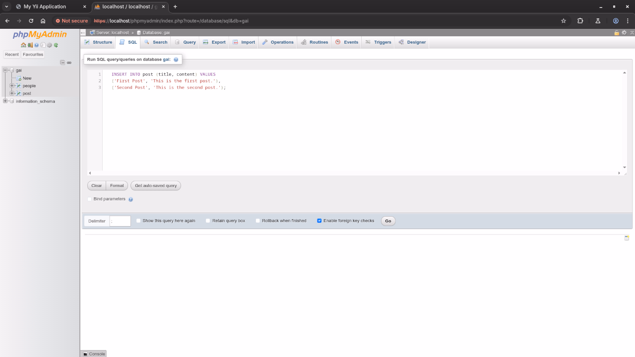 Yii2 Database Table Records