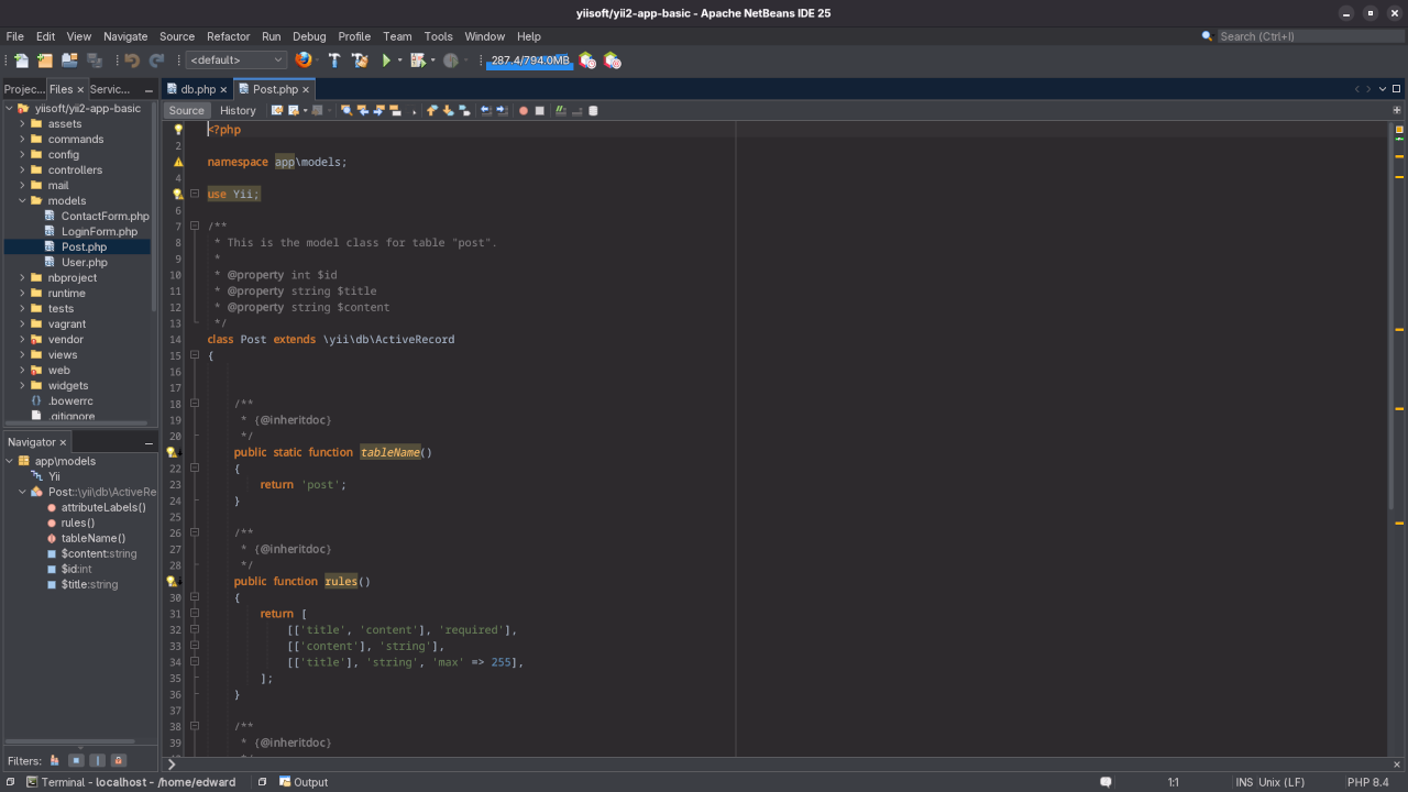 Yii2 Generated Model