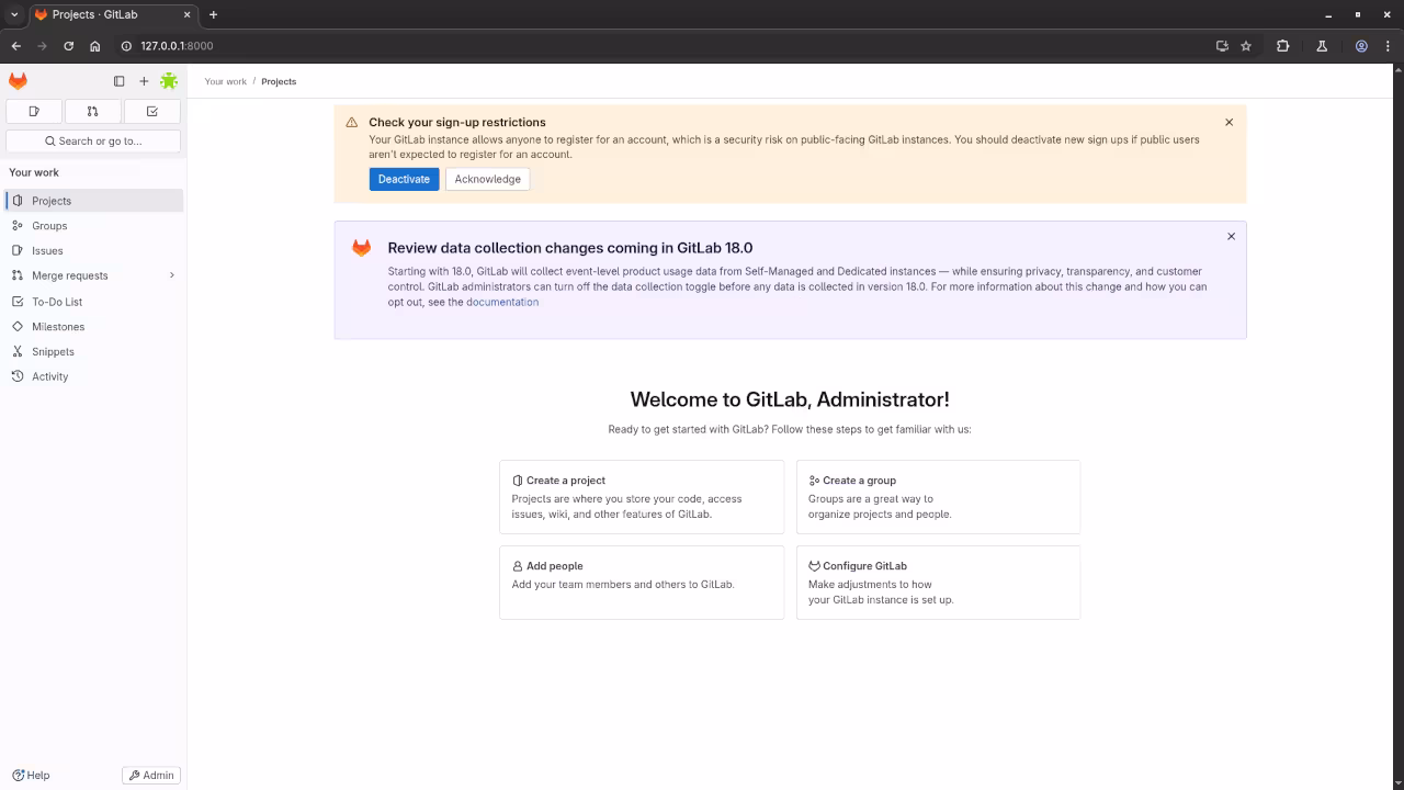 GitLab Community Edition Admin Dashboard