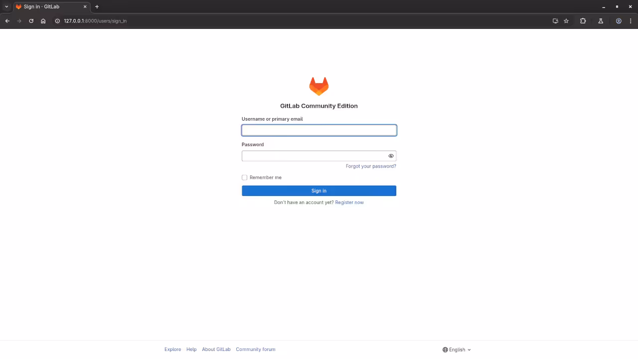 Workstation Web Browser Showing GitLab CE Installing