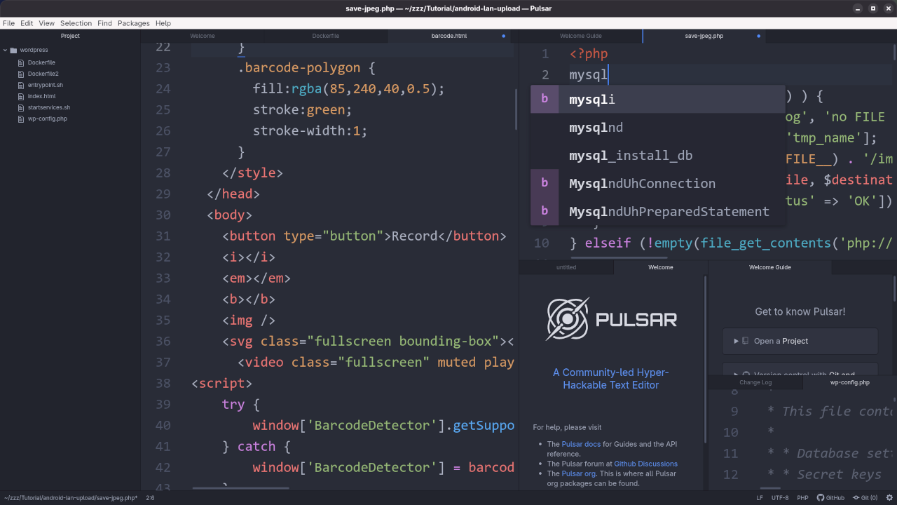 Pulsar Edit PHP Code Suggest