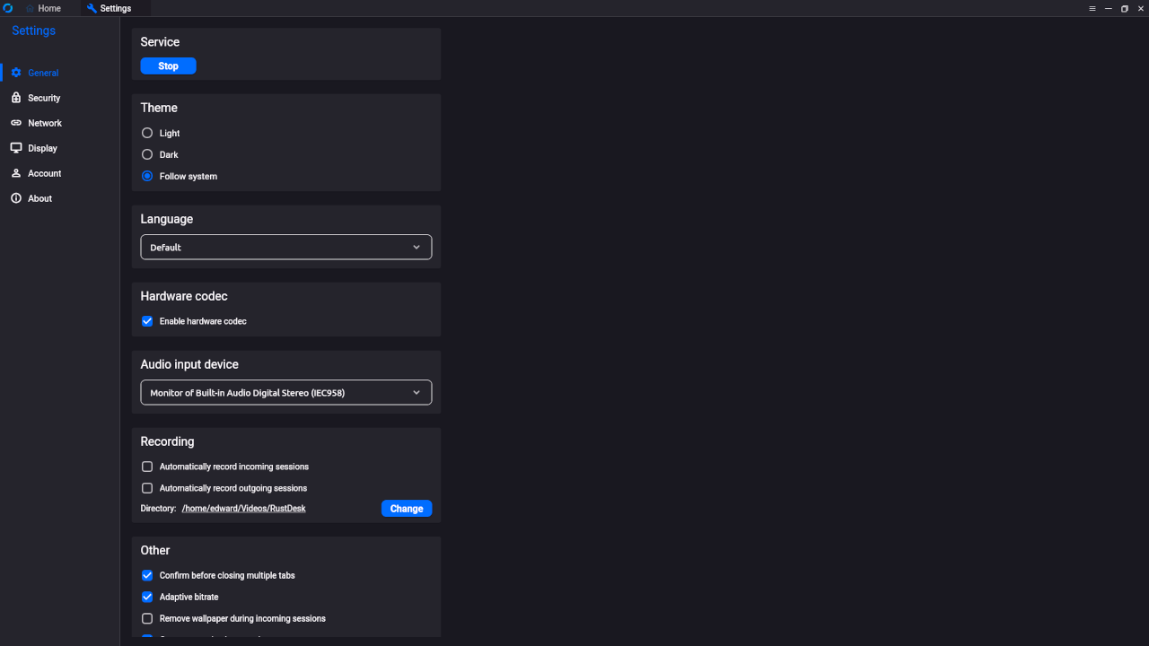 Rustdesk Client Settings