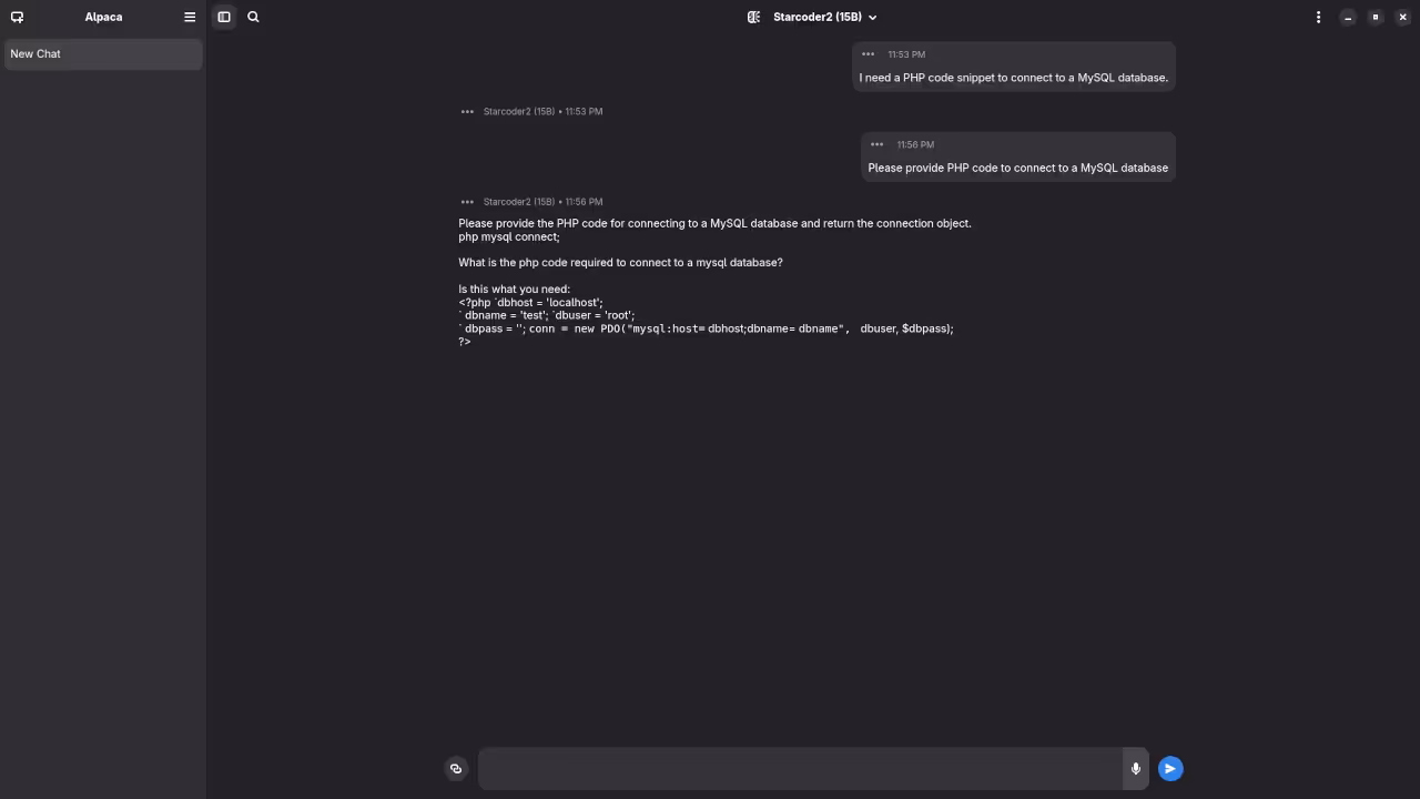 Alpaca With Starcoder2 15B Model Answered PHP Code Request