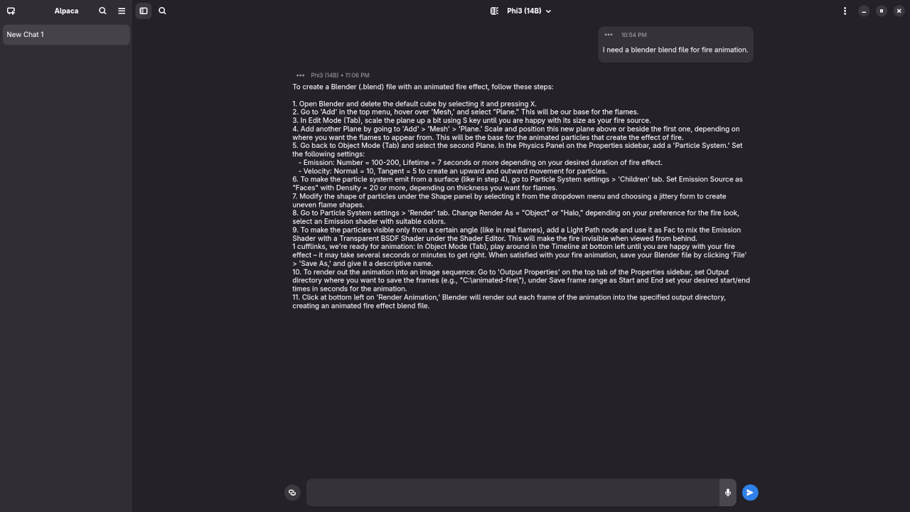 Phi-3 14B answered request for Blender Blend File