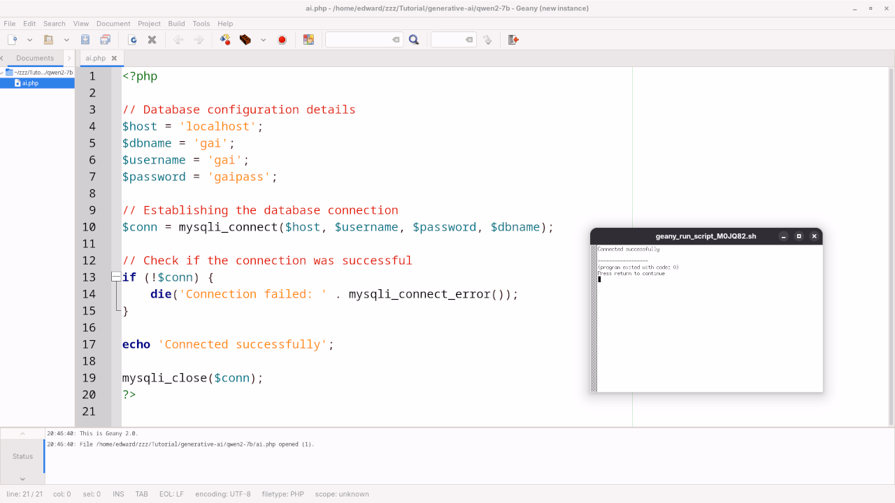 Alpaca With Gwen2 7B Model PHP Code Running