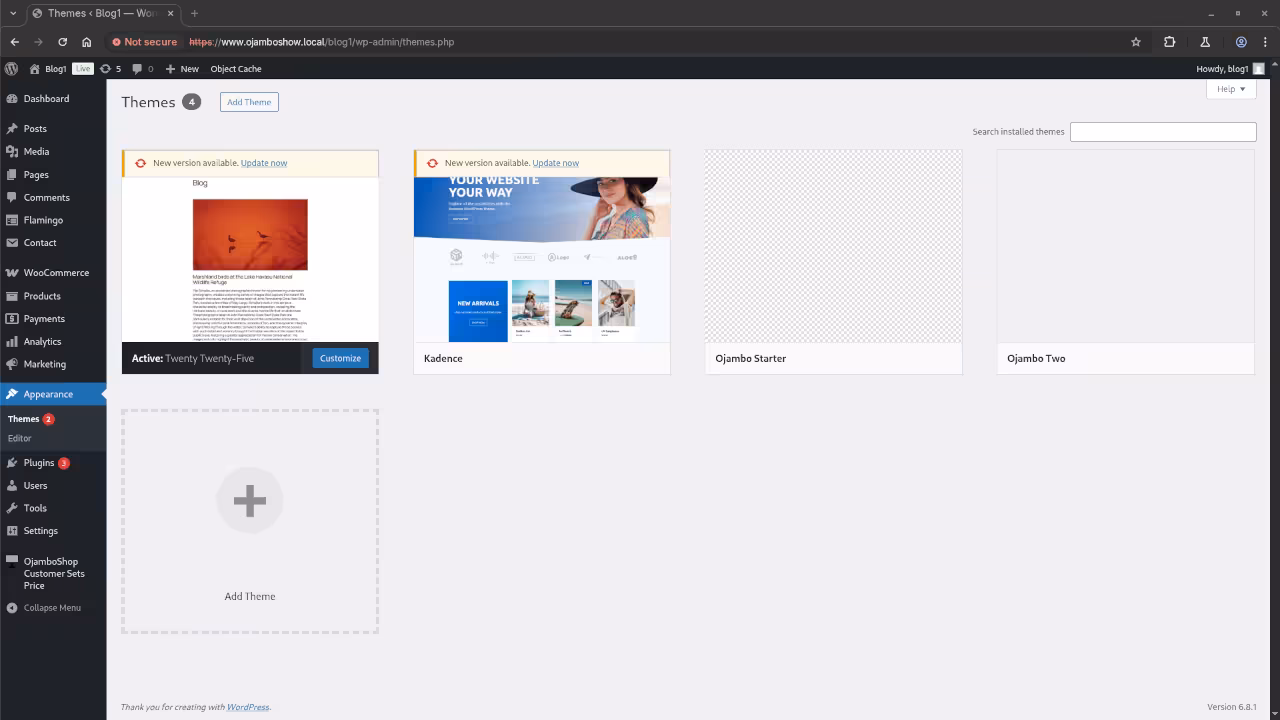 Desktop Web Browser Displaying Themes