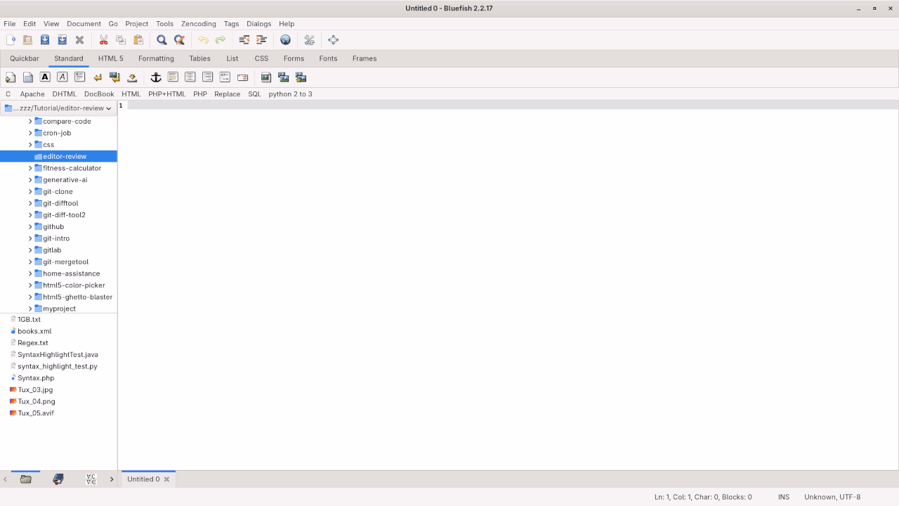 Bluefish Editor File Explorer