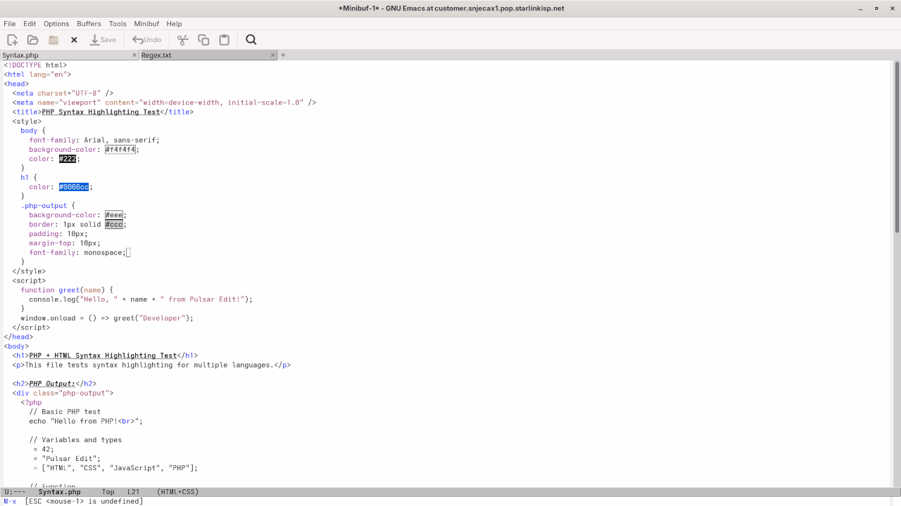 Emacs PHP Syntax Highlighting
