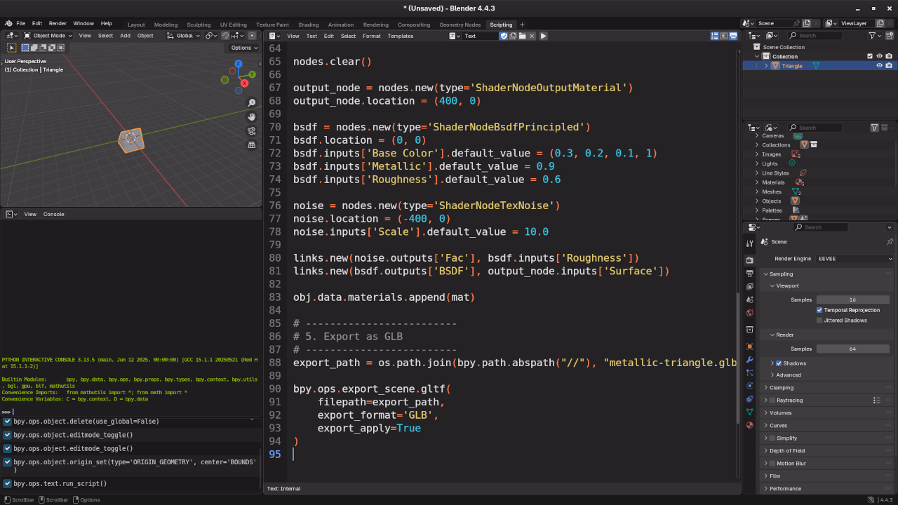 Metallic triangle Python code