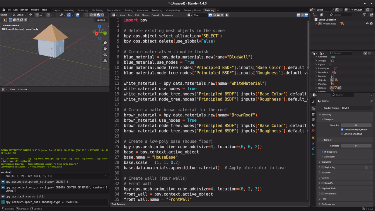 Low poly house Python code