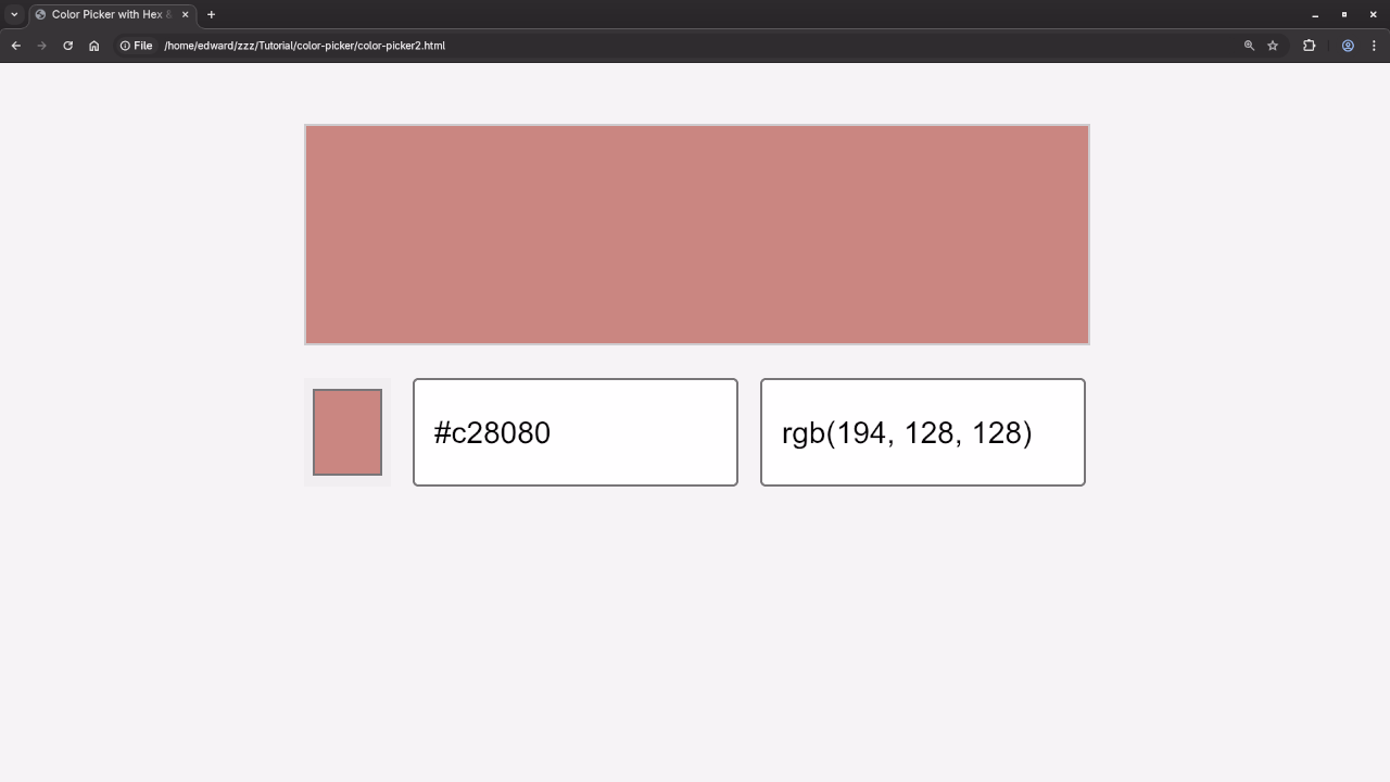 The selected color dynamically shown in a color swatch