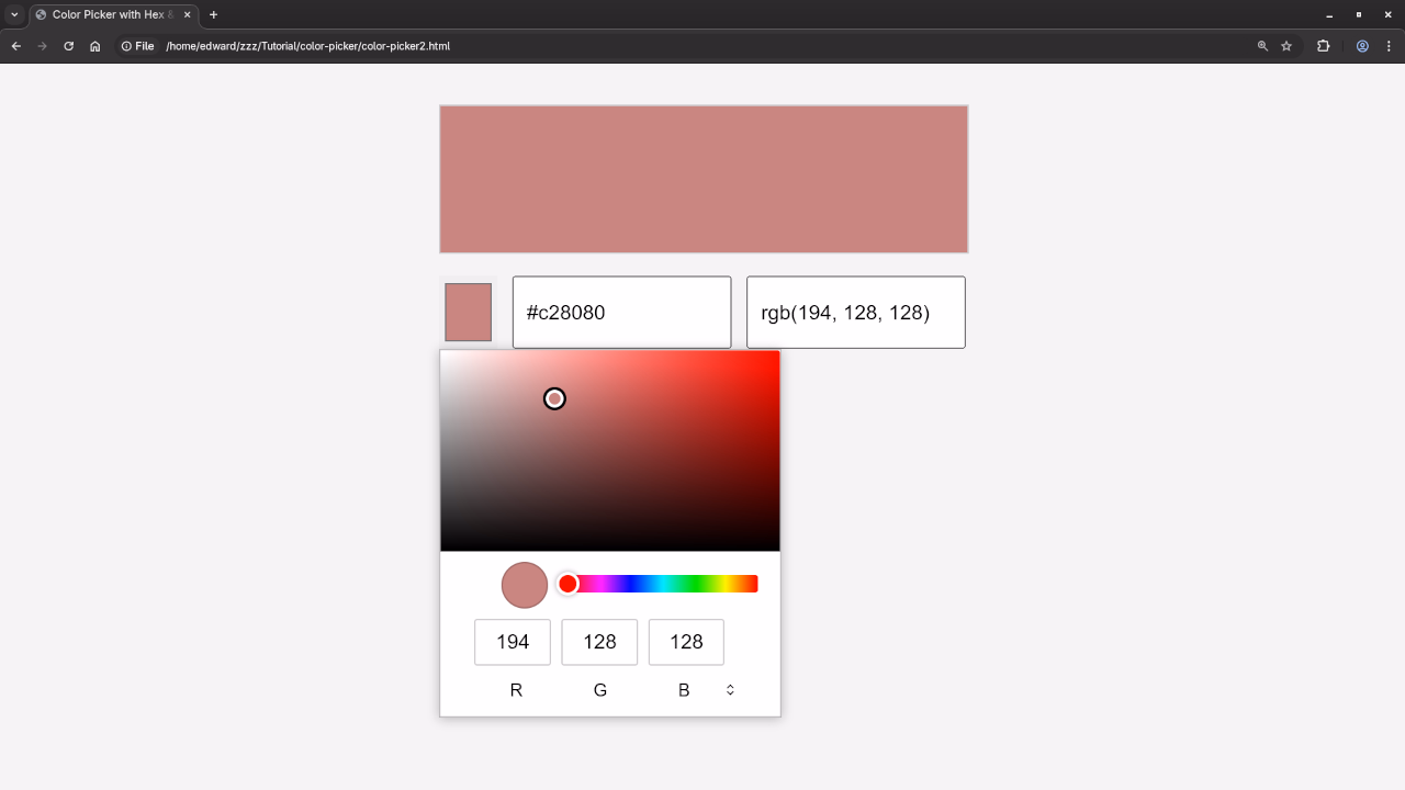RGB interface with real-time color selection