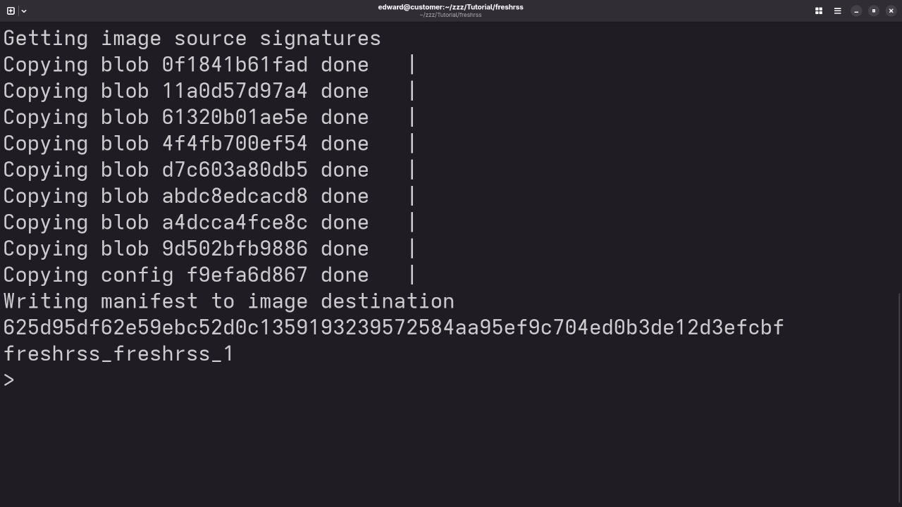 Podman Compose Running FreshRSS