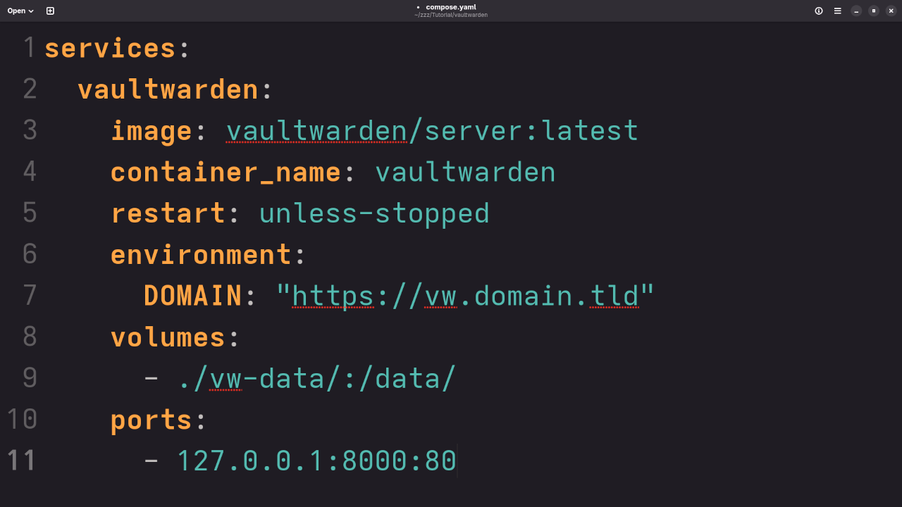 Vaultwarden Compose YAML
