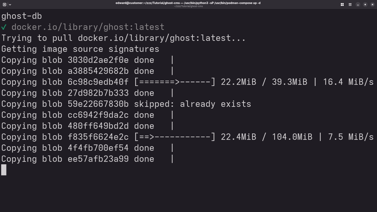 Ghost CMS Podman Compose Build