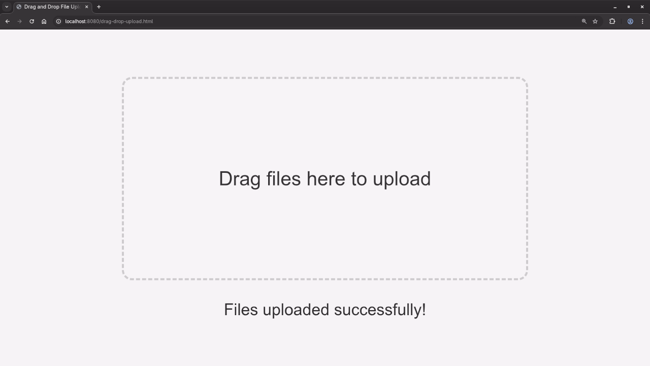 A drag and drop file successful upload