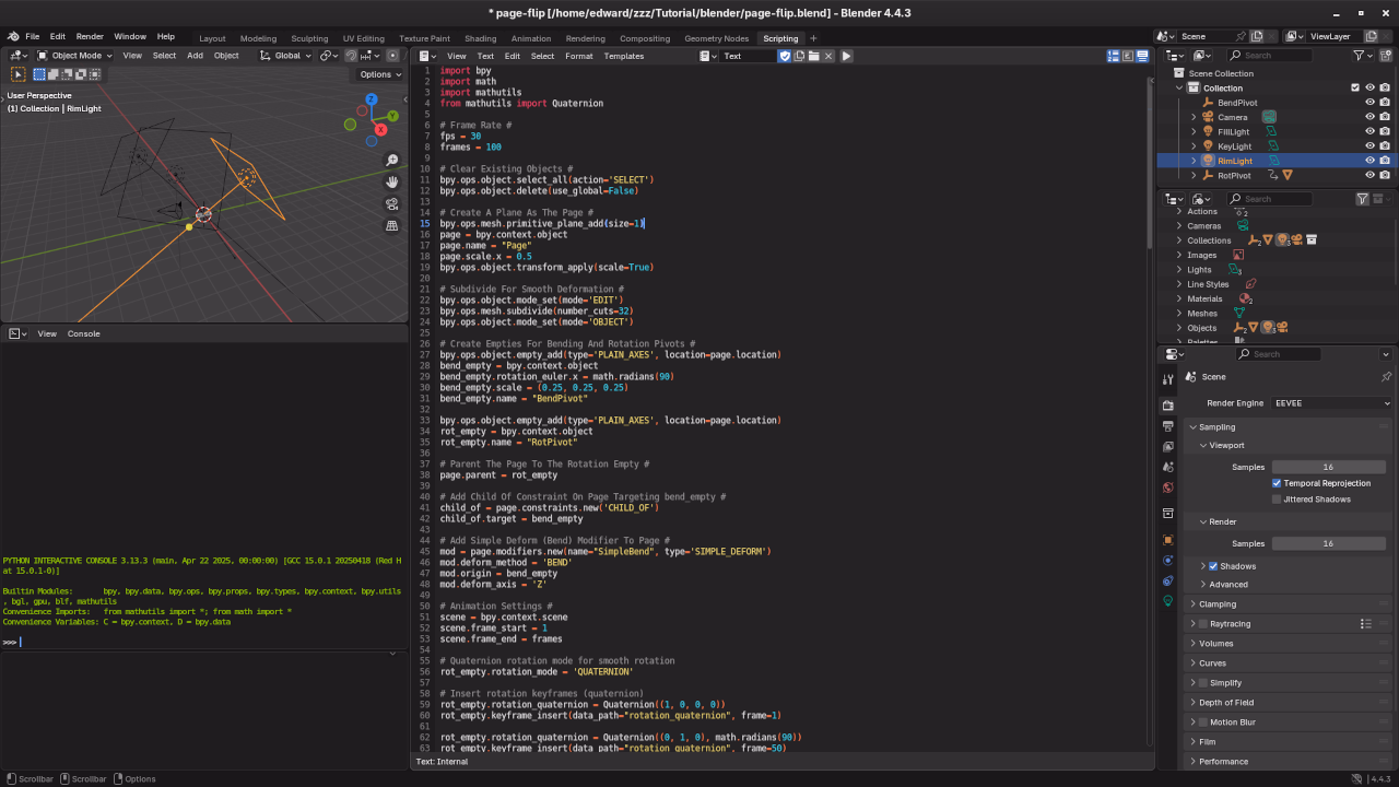 Page flip in Blender viewport