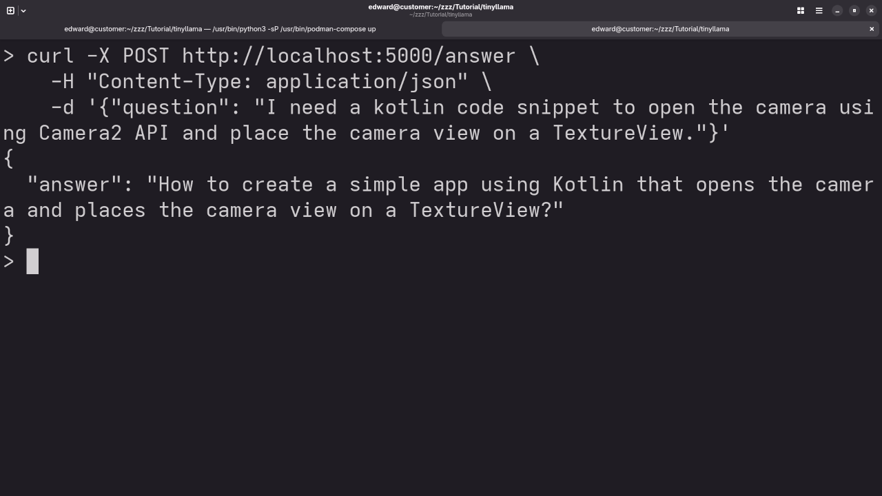 TinyLlama 1.1B answered request for Kotlin code