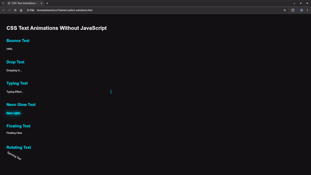 Pure CSS Text Animations
