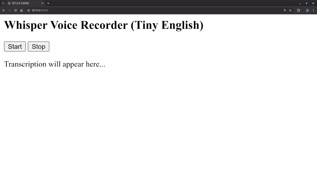 Whisper Tiny EN Voice Recorder