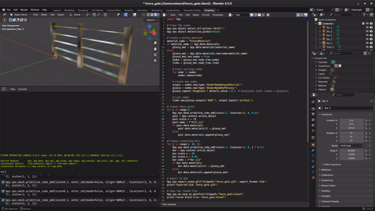 Low poly fence gate Python code